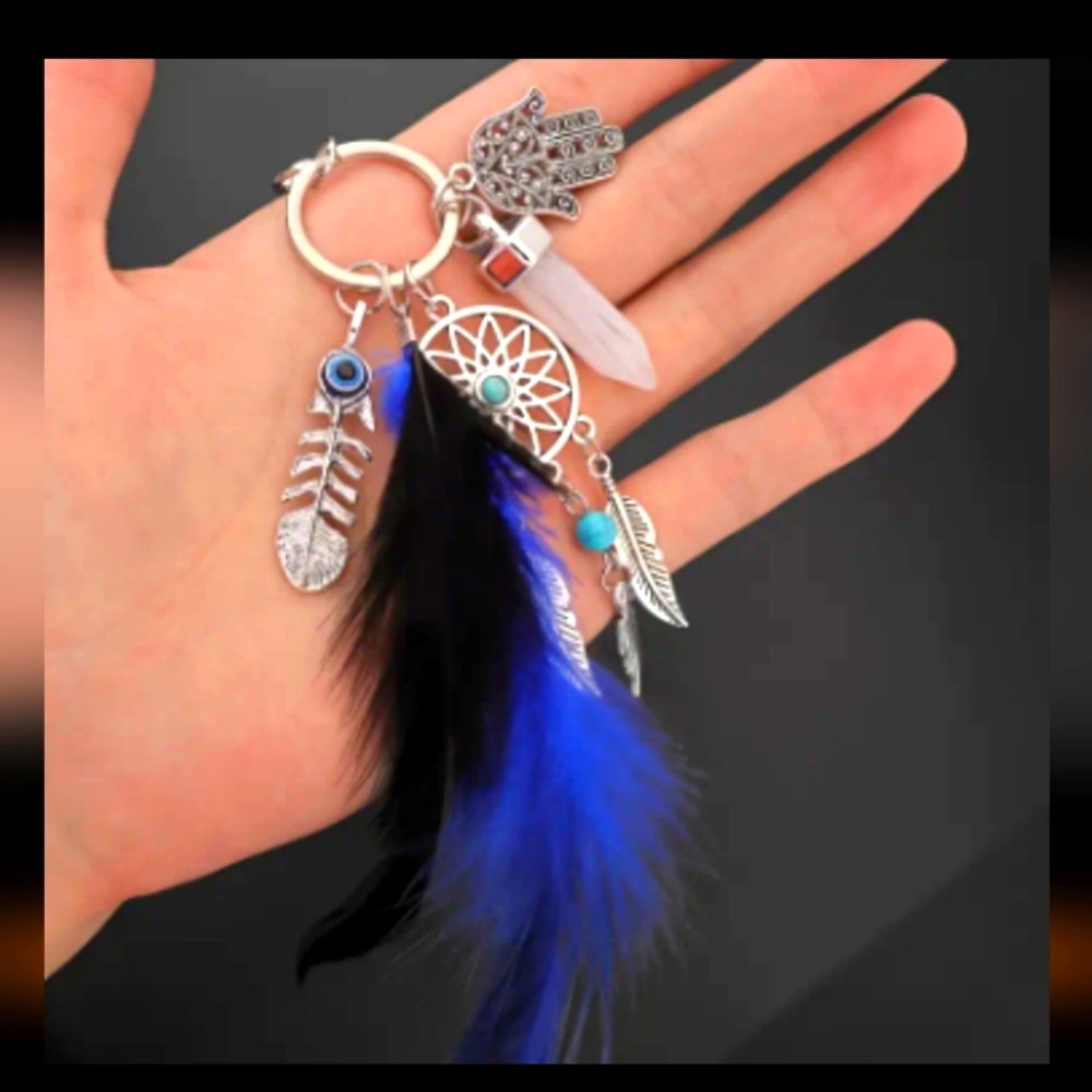 Beautiful peacock blue keychain